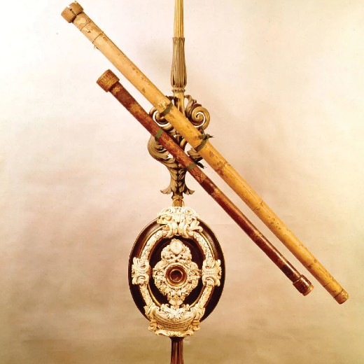 Galileo's telescope and lens, framed in ebony, Florence